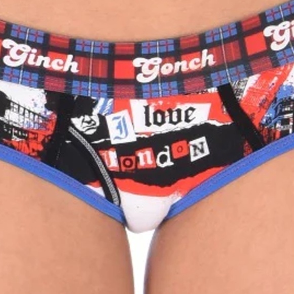 GINCH Gonch Boyfriend Brief Underwear Panty I Love London Cotton Spandex - Picture 4 of 11
